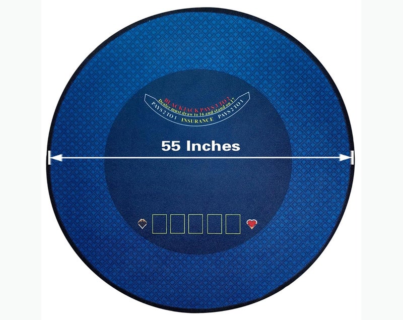BALIKEN طاولة قمار تكساس هولدم وبلاك جاك دائرية 55'' × 55''، مفرش ألعاب بوكر محمول وقابل للطي، - Image 2